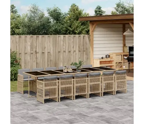 13-Osaline Aia Söögimööbli Komplekt Patjadega, Beežid Toonid