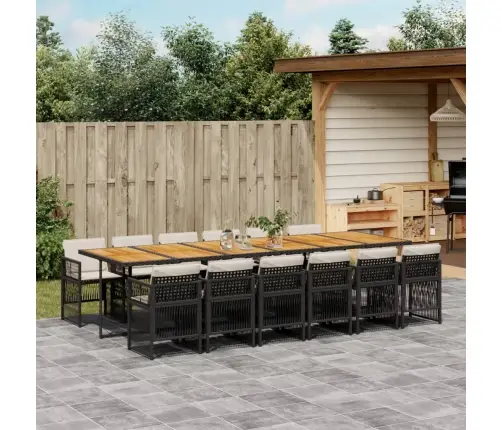 Sodo Komplektas Su Pagalvėlėmis, 13 Dalių, Juodas, Poliratanas