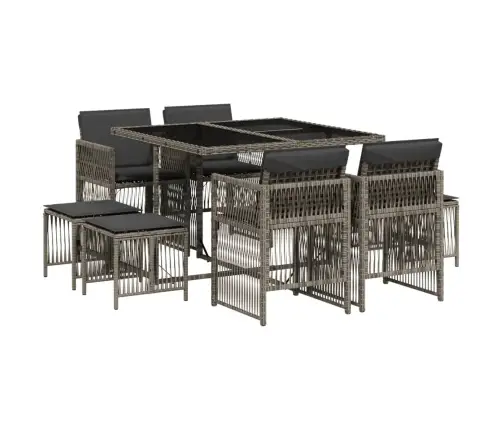 9-Daļīgs Dārza Mēbeļu Komplekts Ar Matračiem, Pe Rotangpalma Vidaxl