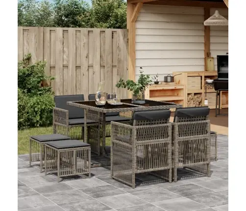 9-Daļīgs Dārza Mēbeļu Komplekts Ar Matračiem, Pe Rotangpalma Vidaxl