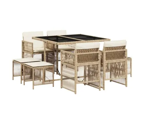 9-Daļīgs Virtuves Mēbeļu Komplekts Ar Matračiem, Pe Rotangpalma Vidaxl