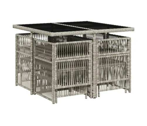 9-Osaline Aiamööbli Komplekt Patjadega, Helehall, Polürotang