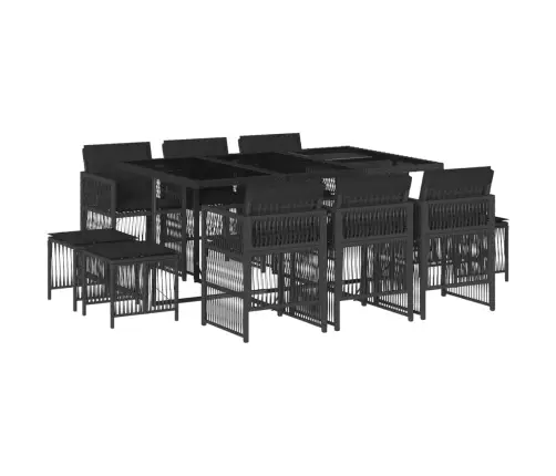 11-Daļīgs Dārza Mēbeļu Komplekts, Matrači, Melna Pe Rotangpalma Vidaxl