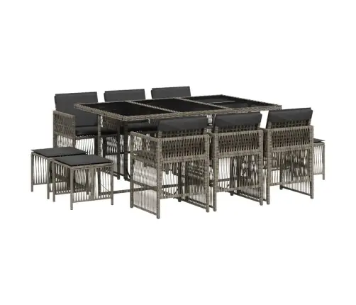 11-Daļīgs Dārza Mēbeļu Komplekts Ar Matračiem, Pe Rotangpalma Vidaxl