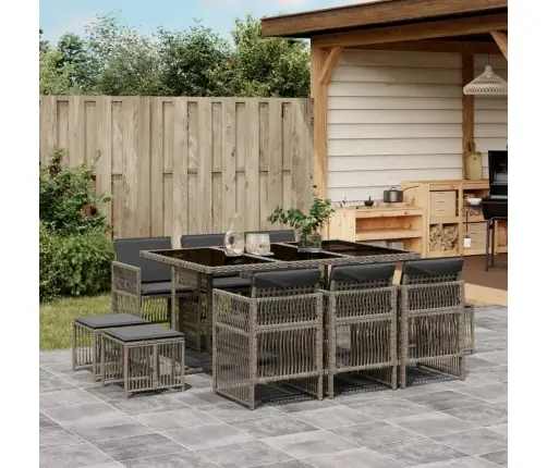 11-Daļīgs Dārza Mēbeļu Komplekts Ar Matračiem, Pe Rotangpalma Vidaxl