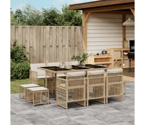 11-Osaline Aiamööbli Komplekt Patjadega, Beež, Polürotang