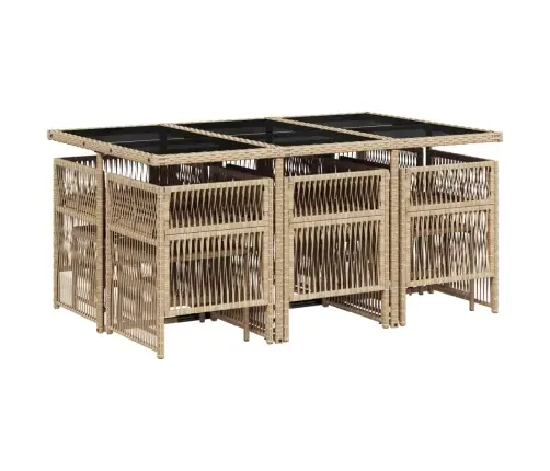 Sodo Komplektas Su Pagalvėlėmis, 11 Dalių, Smėlio, Poliratanas