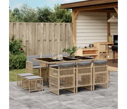 Sodo Komplektas Su Pagalvėlėmis, 11 Dalių, Smėlio, Poliratanas