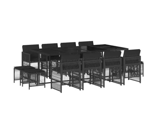 13-Daļīgs Dārza Mēbeļu Komplekts Ar Matračiem, Melns Pe Vidaxl