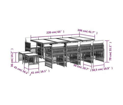 Sodo Komplektas Su Pagalvėlėmis, 13 Dalių, Pilkas, Poliratanas