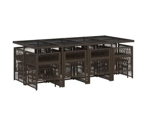 13-Daļīgs Dārza Mēbeļu Komplekts, Matrači, Brūna Pe Rotangpalma Vidaxl