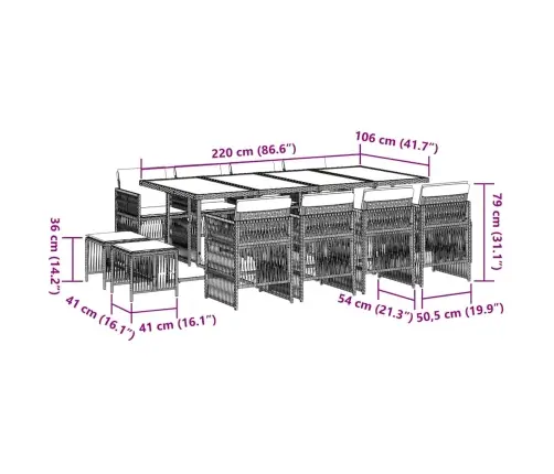 Sodo Komplektas Su Pagalvėlėmis, 13 Dalių, Pilkas, Poliratanas