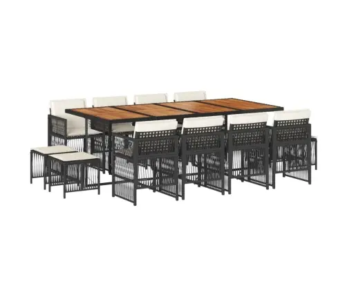 Sodo Komplektas Su Pagalvėlėmis, 13 Dalių, Juodas, Poliratanas