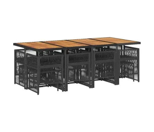 Sodo Komplektas Su Pagalvėlėmis, 13 Dalių, Juodas, Poliratanas