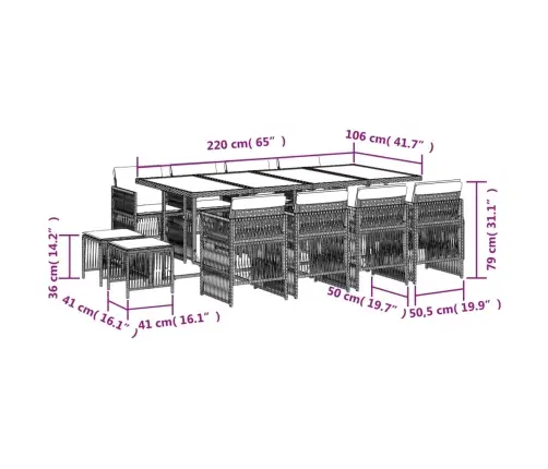 Sodo Komplektas Su Pagalvėlėmis, 13 Dalių, Juodas, Poliratanas