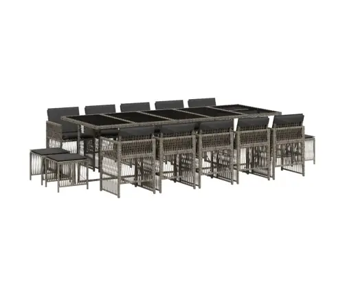 15-Daļīgs Dārza Mēbeļu Komplekts Ar Matračiem, Pe Rotangpalma Vidaxl