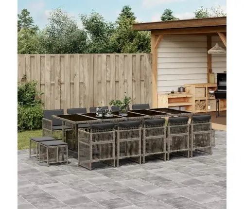 15-Daļīgs Dārza Mēbeļu Komplekts Ar Matračiem, Pe Rotangpalma Vidaxl