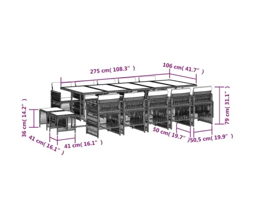 Sodo Komplektas Su Pagalvėlėmis, 15 Dalių, Smėlio, Poliratanas