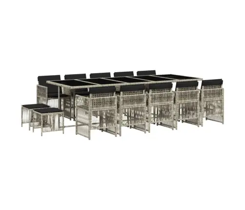 Sodo Komplektas Su Pagalvėlėmis, 15 Dalių, Pilkas, Poliratanas