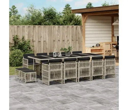 Sodo Komplektas Su Pagalvėlėmis, 15 Dalių, Pilkas, Poliratanas