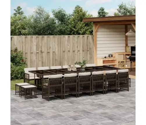 17-Daļīgs Dārza Mēbeļu Komplekts, Matrači, Brūna Pe Rotangpalma Vidaxl