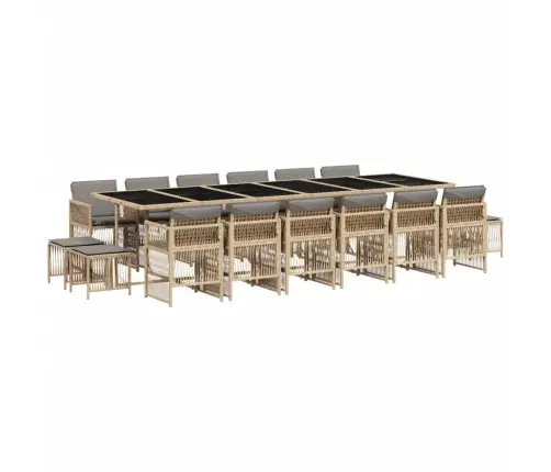 17-Osaline Aia Söögimööbli Komplekt Patjadega, Beežid Toonid