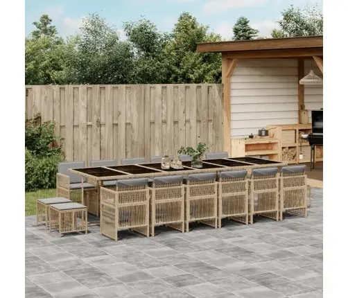 17-Osaline Aia Söögimööbli Komplekt Patjadega, Beežid Toonid