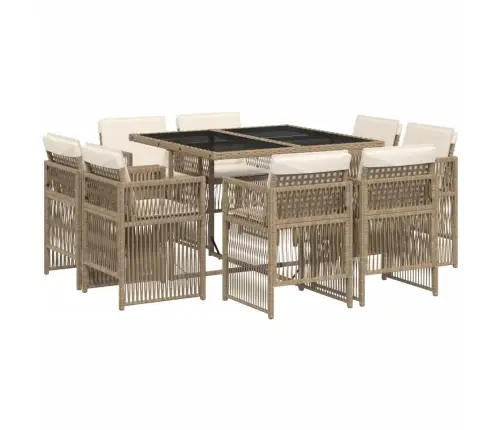 9-Daļīgs Virtuves Mēbeļu Komplekts Ar Matračiem, Pe Rotangpalma Vidaxl