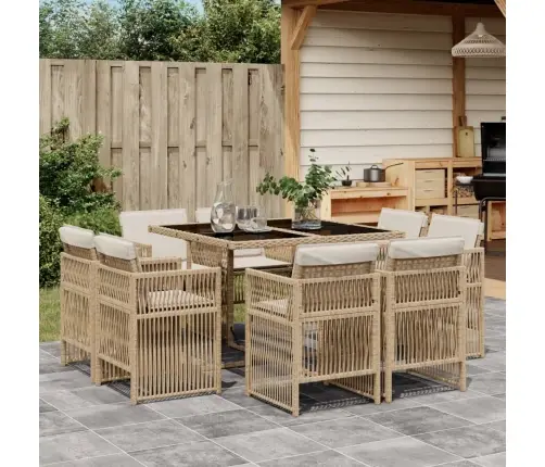 9-Daļīgs Virtuves Mēbeļu Komplekts Ar Matračiem, Pe Rotangpalma Vidaxl