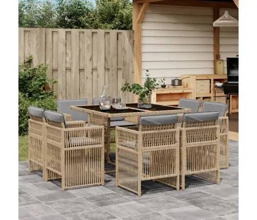 9-Daļīgs Virtuves Mēbeļu Komplekts Ar Matračiem, Pe Rotangpalma Vidaxl