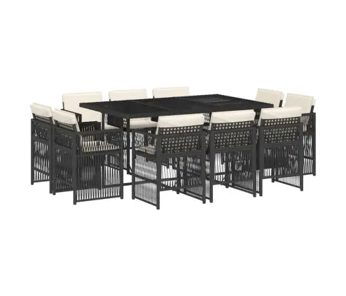 11-Daļīgs Dārza Mēbeļu Komplekts, Matrači, Melna Pe Rotangpalma Vidaxl