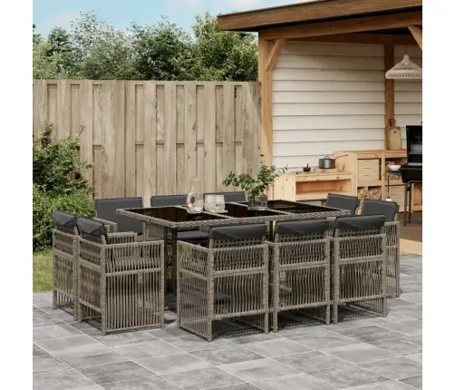 11-Daļīgs Dārza Mēbeļu Komplekts Ar Matračiem, Pe Rotangpalma Vidaxl