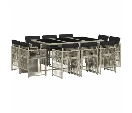 11-Daļīgs Dārza Mēbeļu Komplekts Ar Matračiem, Gaiši Pelēka Pe Vidaxl