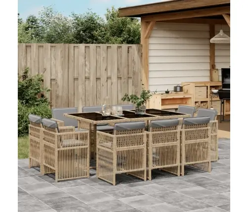 11-Daļīgs Virtuves Mēbeļu Komplekts Ar Matračiem,Pe Rotangpalma Vidaxl