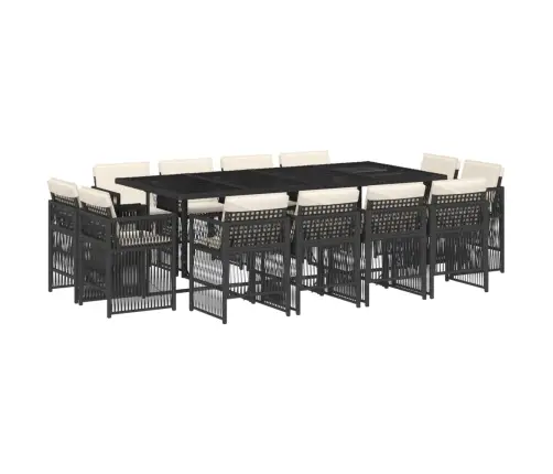 Sodo Komplektas Su Pagalvėlėmis, 13 Dalių, Juodas, Poliratanas