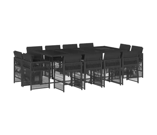 13-Osaline Aia Söögimööbli Komplekt Patjadega, Must, Pe-Rotang