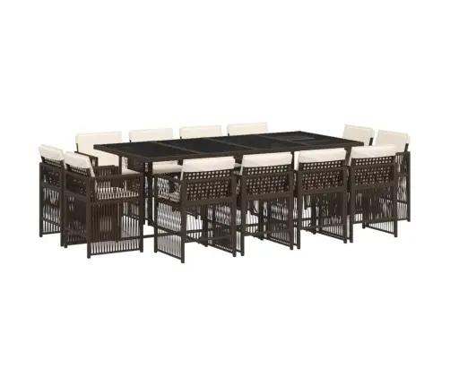 13-Daļīgs Dārza Mēbeļu Komplekts, Matrači, Brūna Pe Rotangpalma Vidaxl