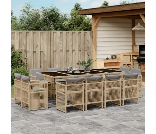 Sodo Komplektas Su Pagalvėlėmis, 13 Dalių, Smėlio, Poliratanas