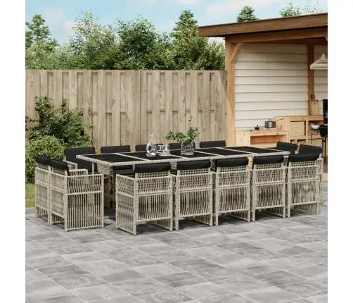 Sodo Komplektas Su Pagalvėlėmis, 15 Dalių, Pilkas, Poliratanas