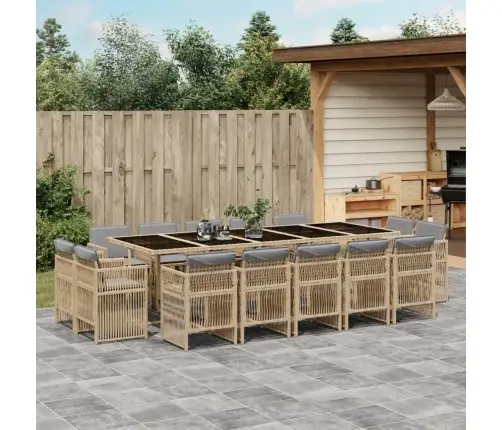 15-Daļīgs Virtuves Mēbeļu Komplekts Ar Matračiem,Pe Rotangpalma Vidaxl