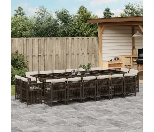 17-Daļīgs Dārza Mēbeļu Komplekts, Matrači, Brūna Pe Rotangpalma Vidaxl