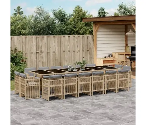 17-Daļīgs Virtuves Mēbeļu Komplekts Ar Matračiem,Pe Rotangpalma Vidaxl