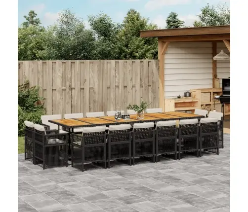 Sodo Komplektas Su Pagalvėlėmis, 17 Dalių, Juodas, Poliratanas