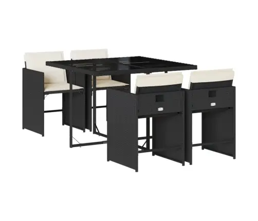 5-Osaline Aiamööbli Komplekt Patjadega, Must, Polürotang