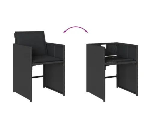 5-Daļīgs Dārza Mēbeļu Komplekts, Matrači, Melna Pe  Rotangpalma Vidaxl