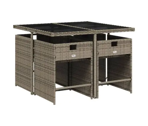 5-Daļīgs Dārza Mēbeļu Komplekts, Matrači, Pelēka Pe Rotangpalma Vidaxl