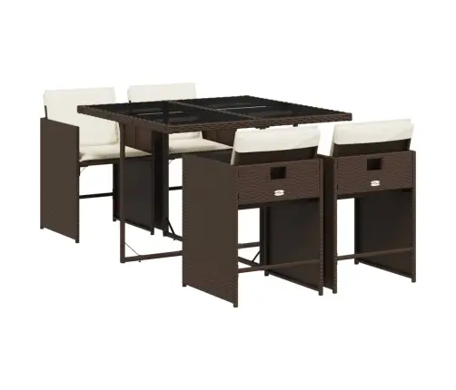 5-Daļīgs Dārza Mēbeļu Komplekts Ar Matračiem, Pe Rotangpalma Vidaxl