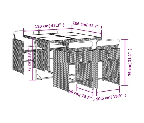 5-Daļīgs Dārza Mēbeļu Komplekts, Matrači, Bēša Pe Rotangpalma Vidaxl