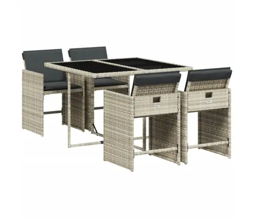 5-Osaline Aiamööbli Komplekt Patjadega, Helehall, Polürotang