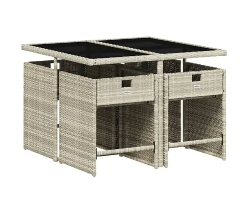 5-Osaline Aiamööbli Komplekt Patjadega, Helehall, Polürotang